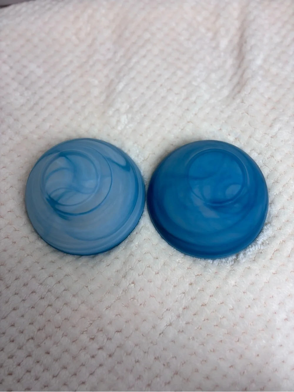 Alabaster Glass Bowls (2); Swirl Finish in Turquoise and Aqua